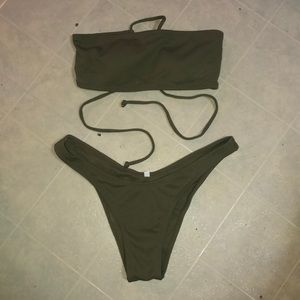 Green Strapless Swimwear ✅